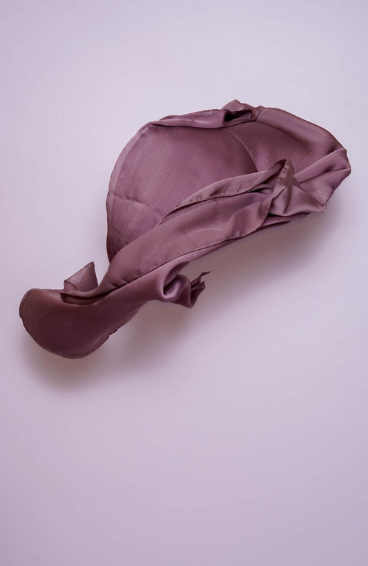 Luxe Crinkle Silk Hijab - Mauve Taupe