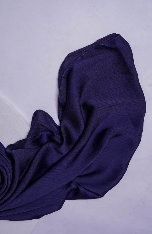 Luxe Crinkle Silk Hijab - Navy Blue