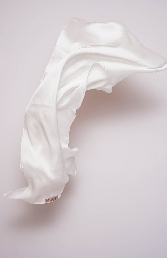 Luxe Crinkle Silk Hijab - White
