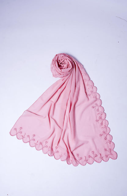 Sulam Embroidered Hijab - Baby Pink