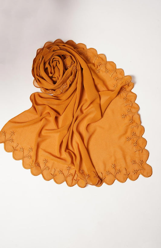 Sulam Embroidered Hijab - Mustard