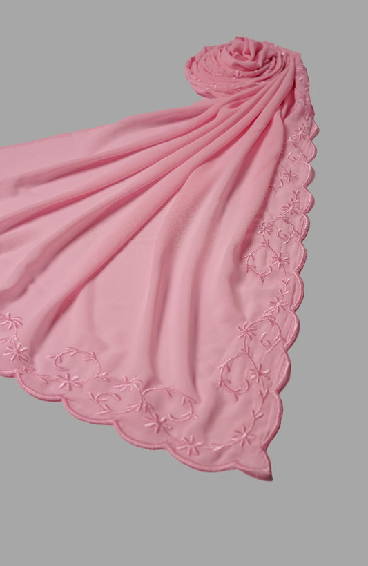 Sulam Embroidered Hijab- Soft Pink